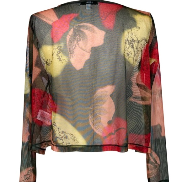 Sympli Floral Camo Mesh Crop Top Long Sleeve Size 8 - Picture 5 of 16